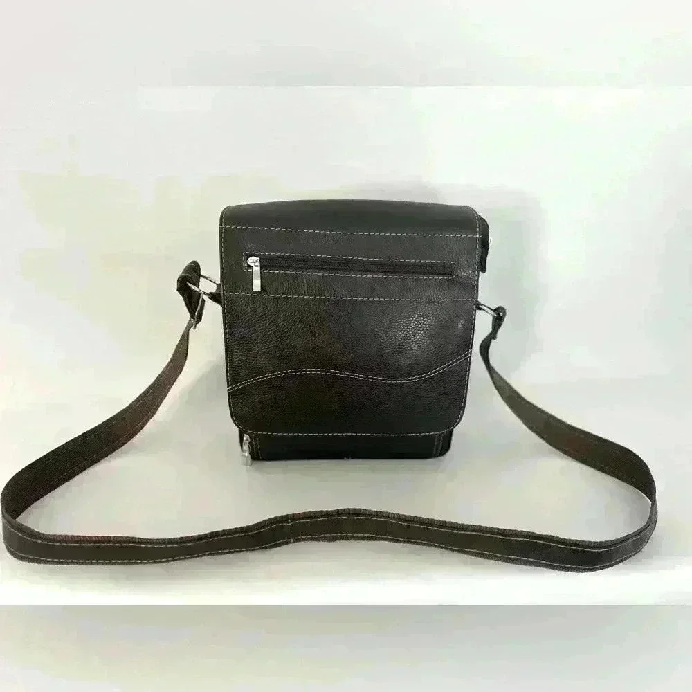 Men's Brown Leather Side Bag iPad Bag Brown Messenger Bag For Men (544)